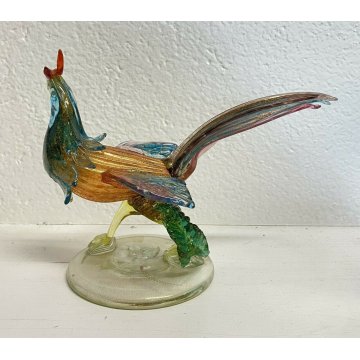 ANTICA SCULTURA FAGIANO ATTR. SEGUSO ANNI 80 VETRO MURANO VINTAGE ART GLASS