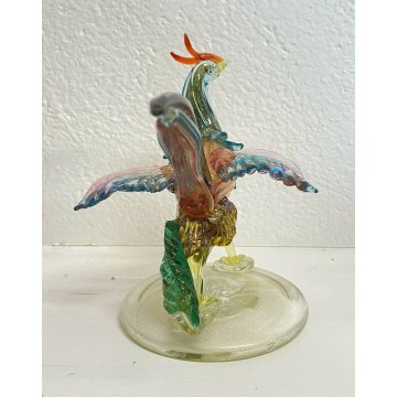 ANTICA SCULTURA FAGIANO ATTR. SEGUSO ANNI 80 VETRO MURANO VINTAGE ART GLASS
