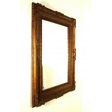 ANTICO SPECCHIO SPECCHIERA CORNICE LEGNO ORO DORATA DECORATA FOGLIE XXsec