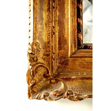 ANTICO SPECCHIO SPECCHIERA CORNICE LEGNO ORO DORATA DECORATA FOGLIE XXsec