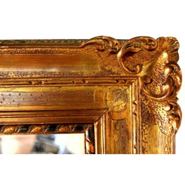 ANTICO SPECCHIO SPECCHIERA CORNICE LEGNO ORO DORATA DECORATA FOGLIE XXsec