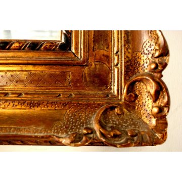 ANTICO SPECCHIO SPECCHIERA CORNICE LEGNO ORO DORATA DECORATA FOGLIE XXsec