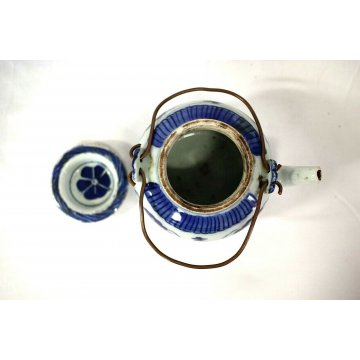 ANTICA TEIERA CERAMICA PORCELLANA BIANCO BLU CINESE BLUE AND WHITE TEAPOT CHINA