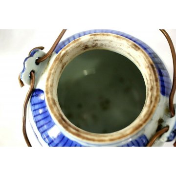 ANTICA TEIERA CERAMICA PORCELLANA BIANCO BLU CINESE BLUE AND WHITE TEAPOT CHINA