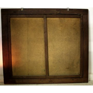 ANTICO GRANDE DIPINTO OLIO 3 PERSONAGGI UOMINI PANCHINA STRADA CORNICE GUILLOCHE