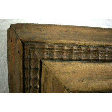 ANTICO GRANDE DIPINTO OLIO 3 PERSONAGGI UOMINI PANCHINA STRADA CORNICE GUILLOCHE