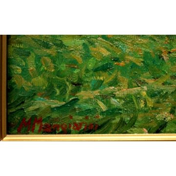 QUADRO OLIO M. Mangiarini PAESAGGIO MONTANO VALLE VIGEZZO Pascolo a Masera MUCCA