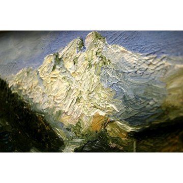 QUADRO OLIO R. Consiglio PAESAGGIO MONTANO BAITA MONTAGNE PINETE ALPI ALPEGGIO