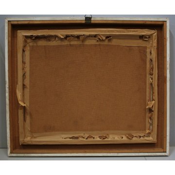 ANTICO QUADRO DIPINTO OLIO Adriano Gajoni NATURA MORTA GLOBO FRANCOBOLLI LENTE