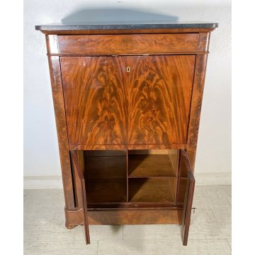 ANTICO SECRETAIRE 1800 NOCE MOGANO RIBALTA SCRITTOIO CASSETTIERA IMPERO EPOCA