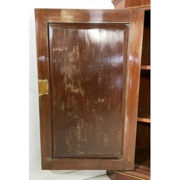 ANTICA ANGOLIERA VITTORIANA LEGNO NOCE INTARSIATO 2 RIPIANI EPOCA PRIMI 900 
