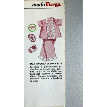 ORIGINALE ABITO Furga ALTA MODA 3 ESSE Mod. 8711 PIGIAMA VESTITO anni 60 VINTAGE