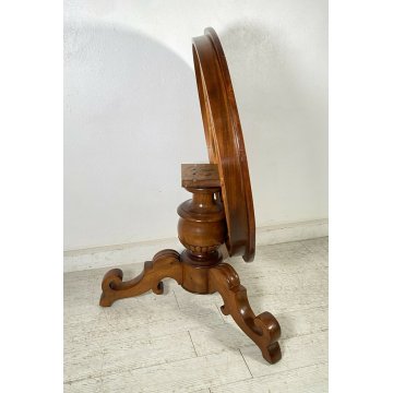 ANTICO TAVOLO ROTONDO LEGNO NOCE VELA EPOCA 1800 GAMBA CENTRALE ROUND TABLE OLD 