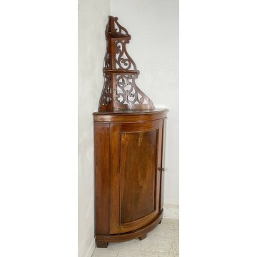 ANTICA ANGOLIERA LEGNO NOCE 2 RIPIANI ETAGERE PIATTAIA EPOCA PRIMO 900 ALZATA 