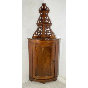 ANTICA ANGOLIERA LEGNO NOCE 2 RIPIANI ETAGERE PIATTAIA EPOCA PRIMO 900 ALZATA 