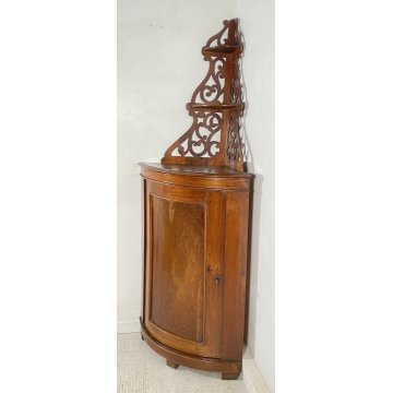 ANTICA ANGOLIERA LEGNO NOCE 2 RIPIANI ETAGERE PIATTAIA EPOCA PRIMO 900 ALZATA 