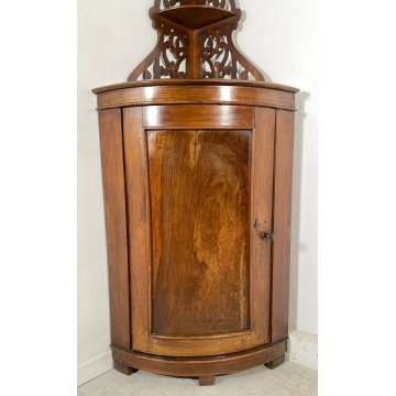 ANTICA ANGOLIERA LEGNO NOCE 2 RIPIANI ETAGERE PIATTAIA EPOCA PRIMO 900 ALZATA 