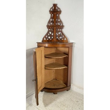 ANTICA ANGOLIERA LEGNO NOCE 2 RIPIANI ETAGERE PIATTAIA EPOCA PRIMO 900 ALZATA 