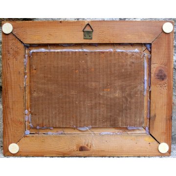 ANTICO QUADRO OLIO TAVOLA F. Carcano PAESAGGIO VEDUTA Naviglio CANALE fine '800
