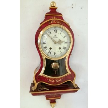 BOULLE Le Duc OROLOGIO PENDOLO a MENSOLA anni 50 SUONERIA dipinto FIORI ORO old