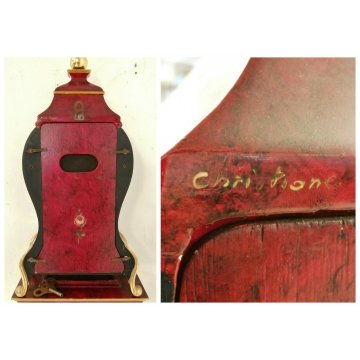 BOULLE Le Duc OROLOGIO PENDOLO a MENSOLA anni 50 SUONERIA dipinto FIORI ORO old