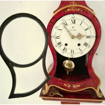 BOULLE Le Duc OROLOGIO PENDOLO a MENSOLA anni 50 SUONERIA dipinto FIORI ORO old