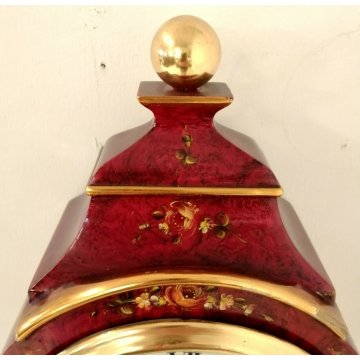 BOULLE Le Duc OROLOGIO PENDOLO a MENSOLA anni 50 SUONERIA dipinto FIORI ORO old