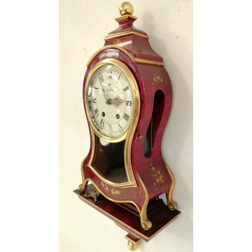 BOULLE Le Duc OROLOGIO PENDOLO a MENSOLA anni 50 SUONERIA dipinto FIORI ORO old