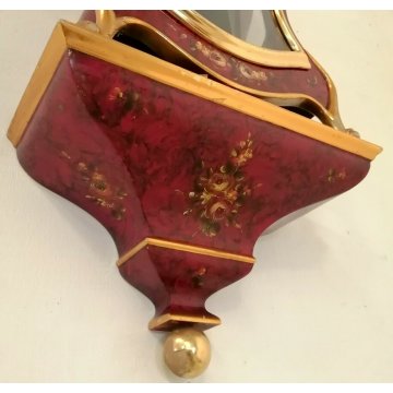 BOULLE Le Duc OROLOGIO PENDOLO a MENSOLA anni 50 SUONERIA dipinto FIORI ORO old