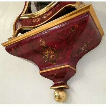 BOULLE Le Duc OROLOGIO PENDOLO a MENSOLA anni 50 SUONERIA dipinto FIORI ORO old