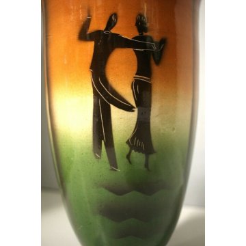 ANTICO VASO CERAMICA Galvani Pordenone BALLERINI ART DECO' FUTURISTA ANNI '30