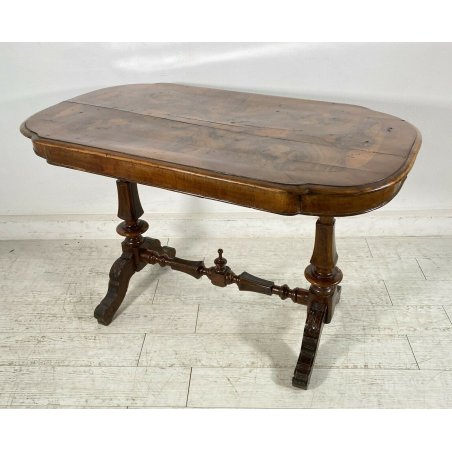 ANTICO TAVOLO BISCOTTO LUIGI FILIPPO LEGNO NOCE 1800 RADICA BIGLIA TAVOLINO OLD 