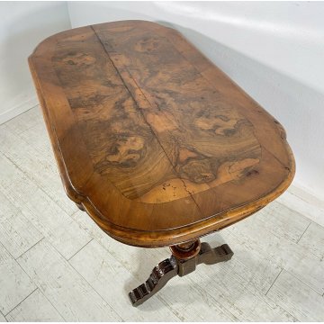 ANTICO TAVOLO BISCOTTO LUIGI FILIPPO LEGNO NOCE 1800 RADICA BIGLIA TAVOLINO OLD 