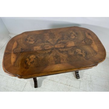 ANTICO TAVOLO BISCOTTO LUIGI FILIPPO LEGNO NOCE 1800 RADICA BIGLIA TAVOLINO OLD 