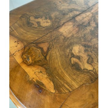 ANTICO TAVOLO BISCOTTO LUIGI FILIPPO LEGNO NOCE 1800 RADICA BIGLIA TAVOLINO OLD 