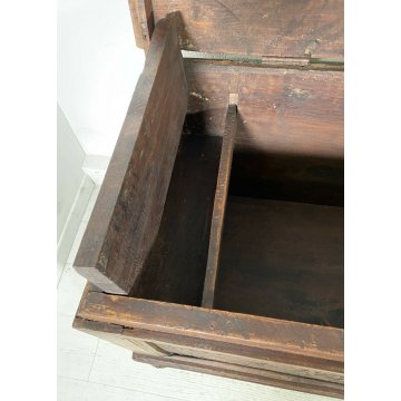 ANTICA CASSAPANCA LEGNO NOCE PLANCIA UNICA PANCA BAULE EPOCA 1800 OLD DECORATA 