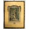lotto 4 QUADRI ANTICHE STAMPE ACQUERELLATE SCENE GALANTI VITA ARISTOCRATICA '800