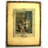 lotto 4 QUADRI ANTICHE STAMPE ACQUERELLATE SCENE GALANTI VITA ARISTOCRATICA '800