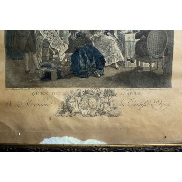 lotto 4 QUADRI ANTICHE STAMPE ACQUERELLATE SCENE GALANTI VITA ARISTOCRATICA '800