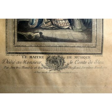 lotto 4 QUADRI ANTICHE STAMPE ACQUERELLATE SCENE GALANTI VITA ARISTOCRATICA '800
