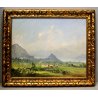ANTICO QUADRO E. Demmin OLIO PAESAGGIO COLLINE Lago Maggiore Caldè MONTI VIGNA