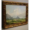 ANTICO QUADRO E. Demmin OLIO PAESAGGIO COLLINE Lago Maggiore Caldè MONTI VIGNA