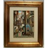QUADRO DIPINTO OLIO M. Amoroso SCORCIO VITA QUARTIERE FIGURE VICOLO Napoli '900