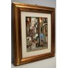 QUADRO DIPINTO OLIO M. Amoroso SCORCIO VITA QUARTIERE FIGURE VICOLO Napoli '900
