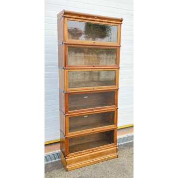 ANTICA LIBRERIA GLOBE WERNICKE VETRINA ANNI 20 SET DI 6 LEGNO ROVERE INGLESE OLD