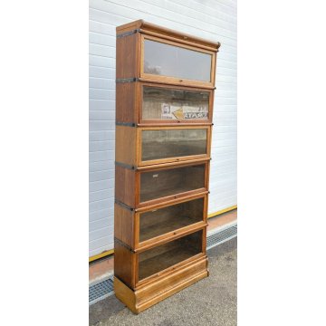 ANTICA LIBRERIA GLOBE WERNICKE VETRINA ANNI 20 SET DI 6 LEGNO ROVERE INGLESE OLD