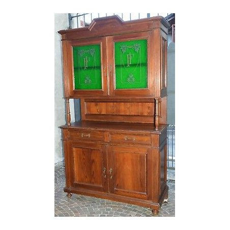 ANTICA CREDENZA Liberty BUFFET LEGNO epoca DISPENSA VETRINA OLD SHOWCASE CABINET