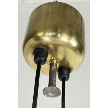 LAMPADARIO VINTAGE ATTR. ROBERTO ALOI VETRO OTTONE ANNI 50 DESIGN LAMP GLASS OLD