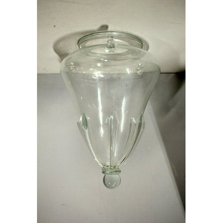 LAMPADARIO VETRO MURANO TRASPARENTE CON GOCCE LANTERNA  ANNI '40/'50 VINTAGE