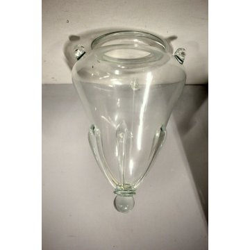 LAMPADARIO VETRO MURANO TRASPARENTE CON GOCCE LANTERNA  ANNI '40/'50 VINTAGE